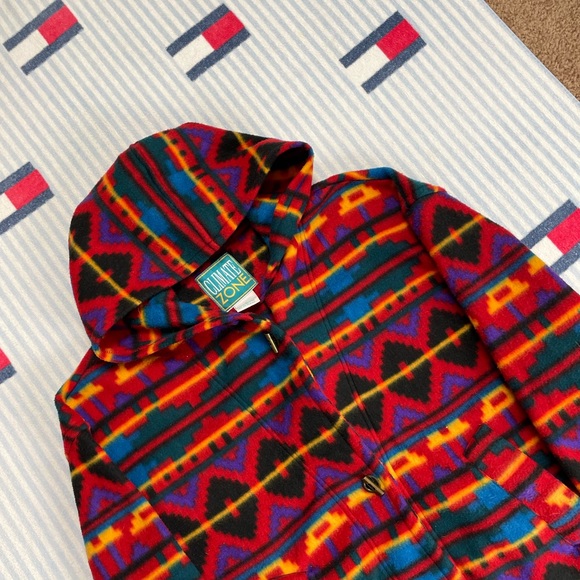 Vintage Climate Zone Colorful pattern Hooded Fleece jacket - Picture 3 of 6
